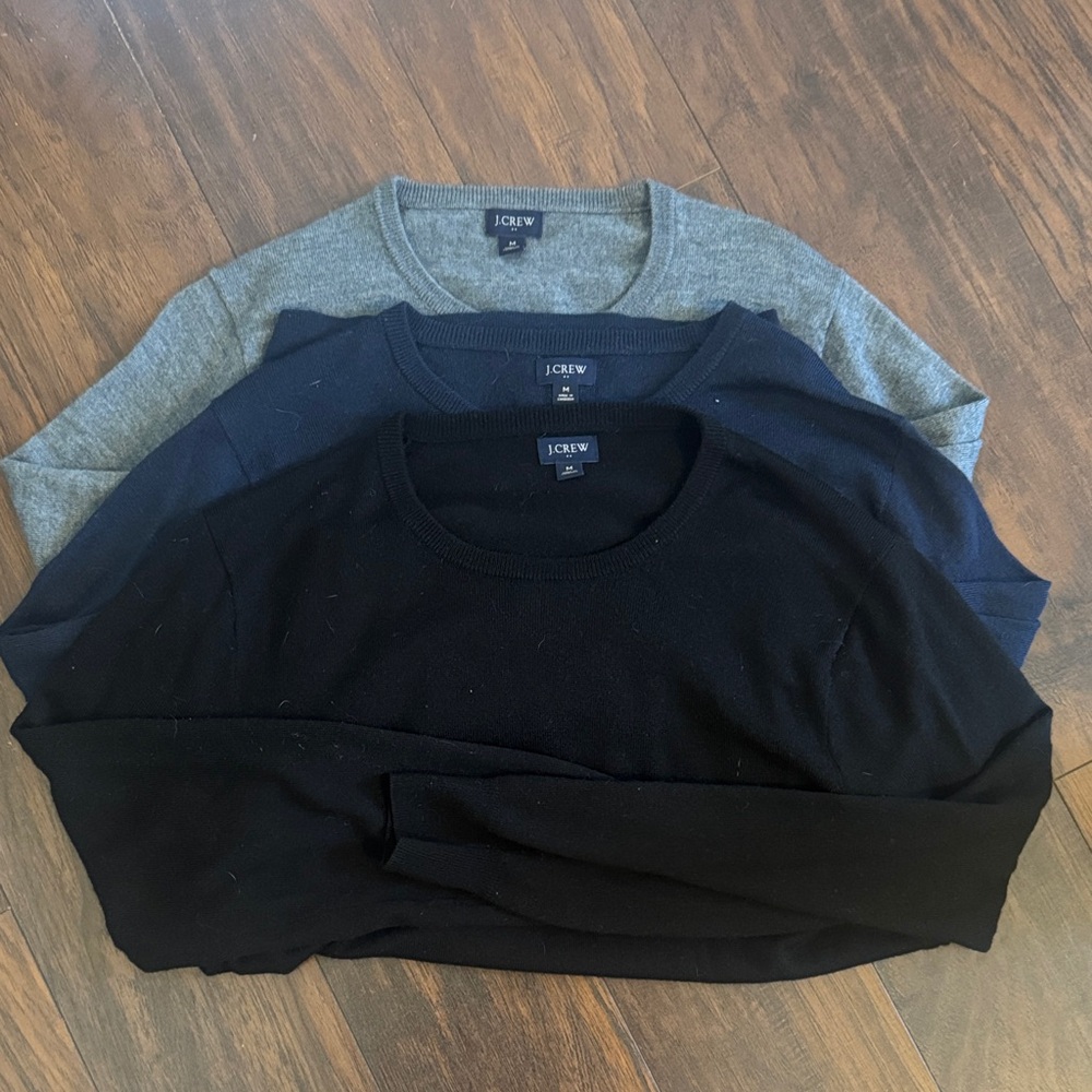 J. Crew Trio of Gray, Navy, and Black Sweaters